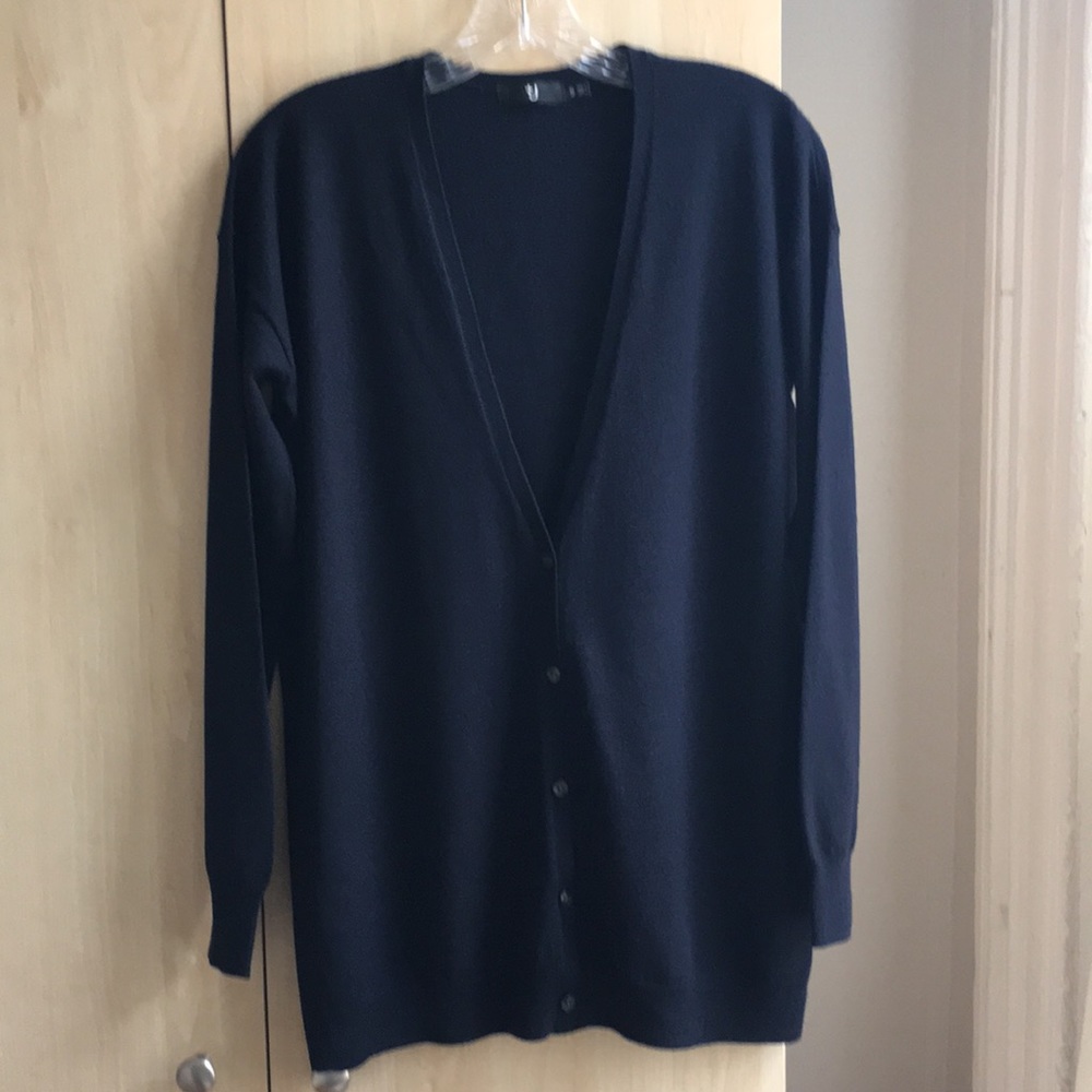 +J Jil Sander 100% merino boyfriend cardigan sz S